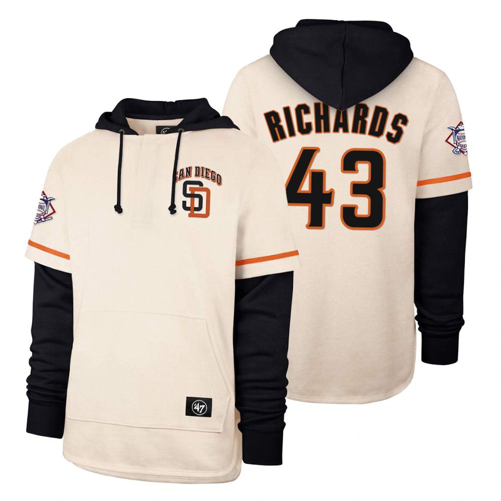 Men San Diego Padres #43 Richards Cream 2021 Pullover Hoodie MLB Jersey->san diego padres->MLB Jersey